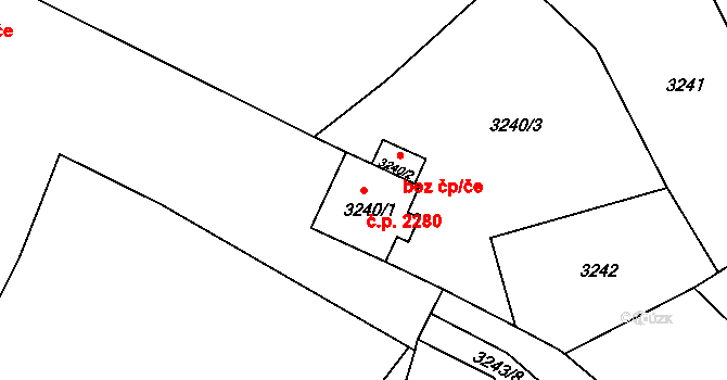 Chomutov 2280 na parcele st. 3240/1 v KÚ Chomutov II, Katastrální mapa