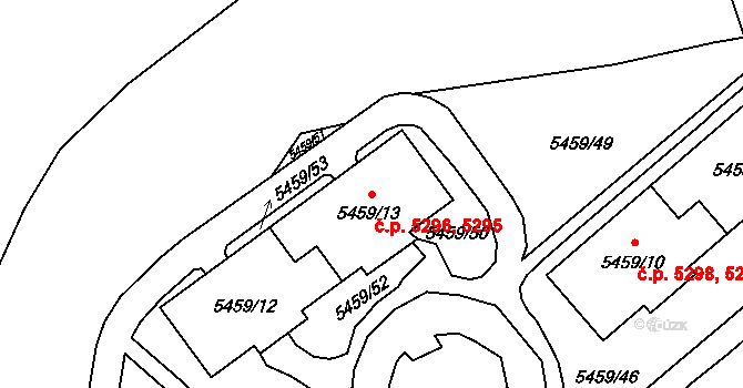 Chomutov 5295,5296 na parcele st. 5459/12 v KÚ Chomutov I, Katastrální mapa