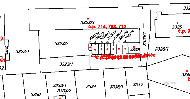 Přerov I-Město 2964, Přerov na parcele st. 3323/20 v KÚ Přerov, Katastrální mapa