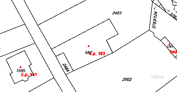 Cvikov II 183, Cvikov na parcele st. 587 v KÚ Cvikov, Katastrální mapa