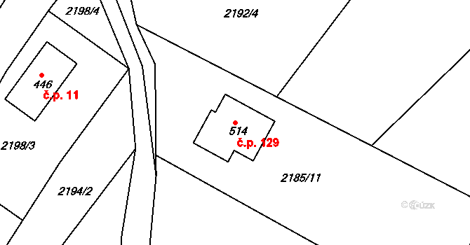 Libá 129 na parcele st. 514 v KÚ Libá, Katastrální mapa