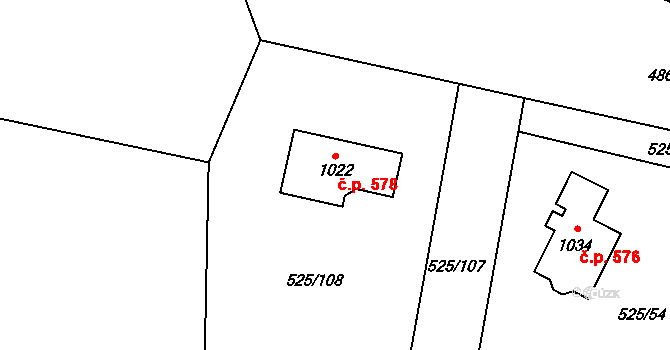 Metylovice 578 na parcele st. 1022 v KÚ Metylovice, Katastrální mapa