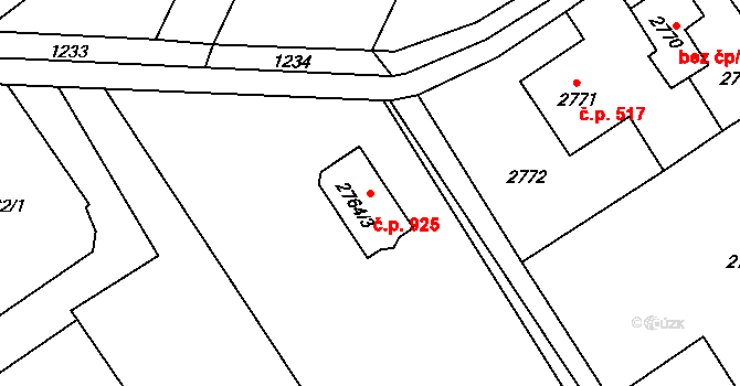 Doubrava 925 na parcele st. 2764/3 v KÚ Doubrava u Orlové, Katastrální mapa