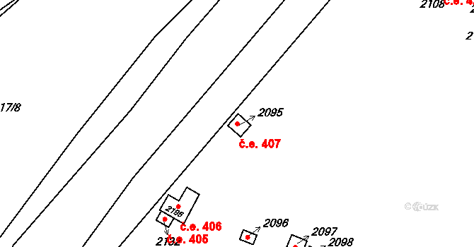 Uničov 407 na parcele st. 2095 v KÚ Uničov, Katastrální mapa