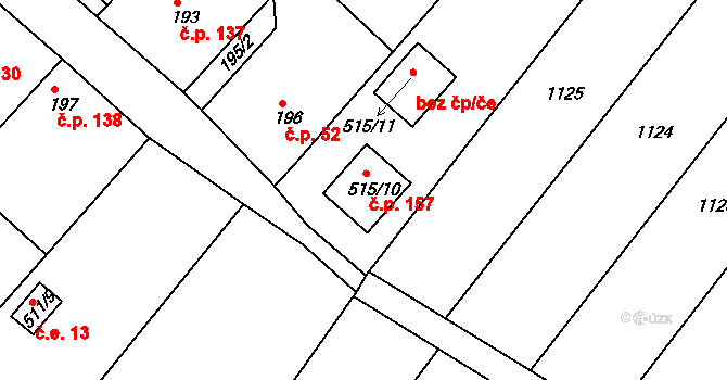 Opatovice 157, Vyškov na parcele st. 515/10 v KÚ Opatovice u Vyškova, Katastrální mapa