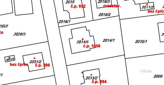 Kunratice 1658, Praha na parcele st. 2014/5 v KÚ Kunratice, Katastrální mapa