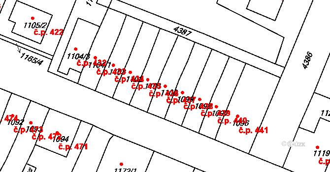 Bruntál 437 na parcele st. 1100 v KÚ Bruntál-město, Katastrální mapa