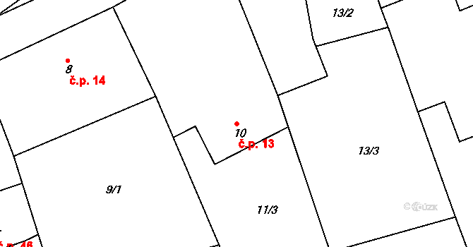 Luh nad Svatavou 13, Josefov na parcele st. 10 v KÚ Luh nad Svatavou, Katastrální mapa