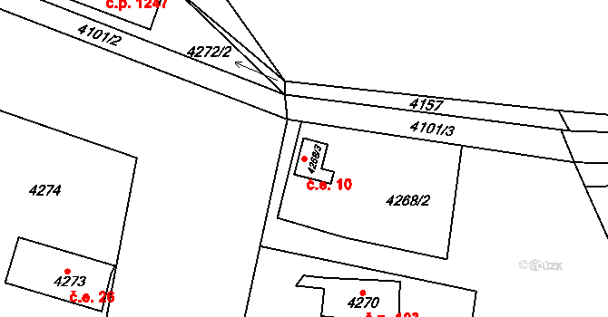 Smržovka 10 na parcele st. 4268/3 v KÚ Smržovka, Katastrální mapa