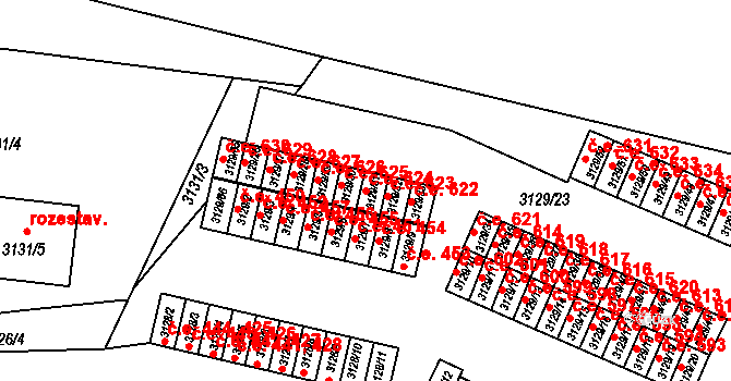 Bystřice nad Pernštejnem 624 na parcele st. 3129/31 v KÚ Bystřice nad Pernštejnem, Katastrální mapa
