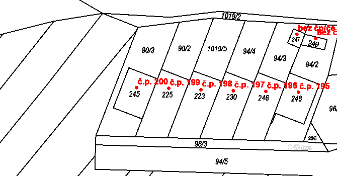 Štěpánov nad Svratkou 199 na parcele st. 225 v KÚ Štěpánov nad Svratkou, Katastrální mapa