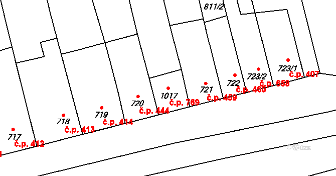 Tlumačov 769 na parcele st. 1017 v KÚ Tlumačov na Moravě, Katastrální mapa