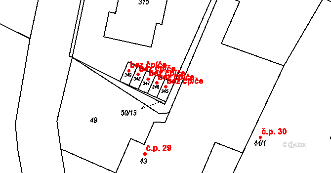 Lovčice 41718062 na parcele st. 345 v KÚ Lovčice u Nového Bydžova, Katastrální mapa