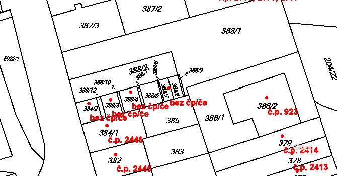 Brno 42181062 na parcele st. 388/7 v KÚ Královo Pole, Katastrální mapa