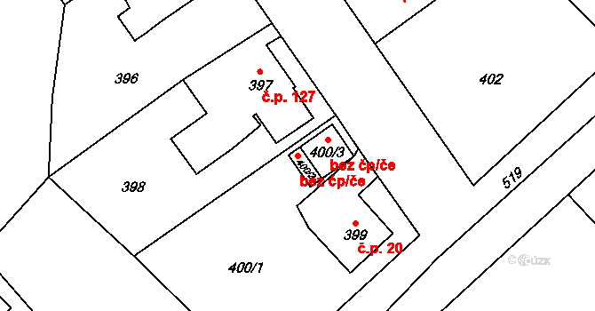 Bohumín 44009062 na parcele st. 400/2 v KÚ Vrbice nad Odrou, Katastrální mapa