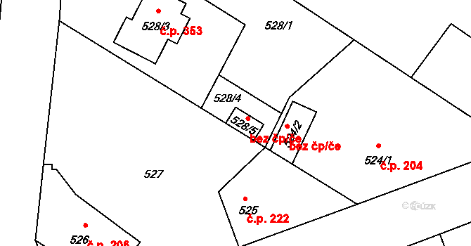 Kačice 44351062 na parcele st. 528/5 v KÚ Kačice, Katastrální mapa