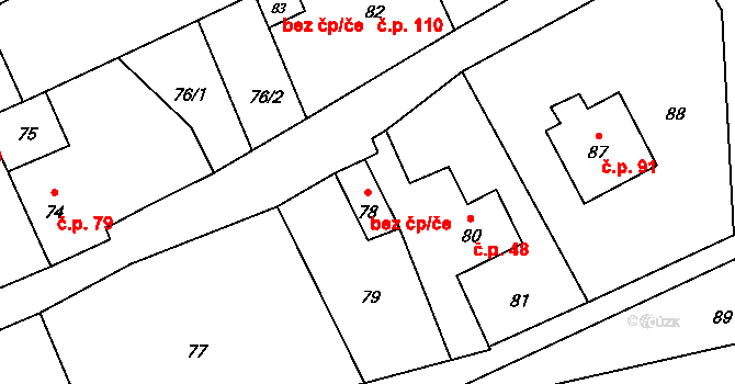 Fulnek 44843062 na parcele st. 78 v KÚ Jerlochovice, Katastrální mapa