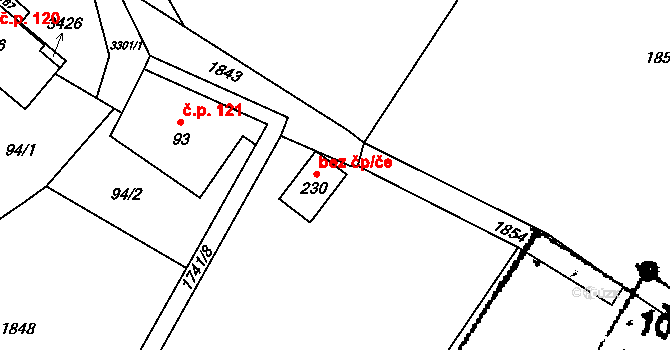 Písek 46602062 na parcele st. 230 v KÚ Písek u Jablunkova, Katastrální mapa
