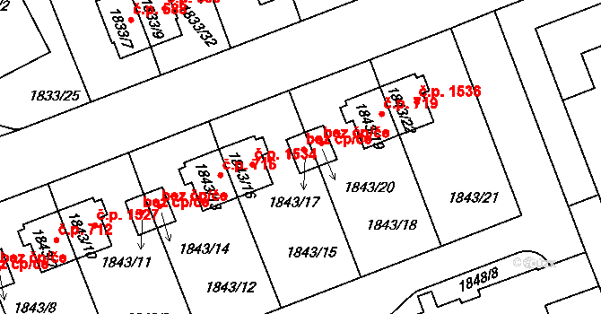 Praha 46729062 na parcele st. 1843/17 v KÚ Michle, Katastrální mapa