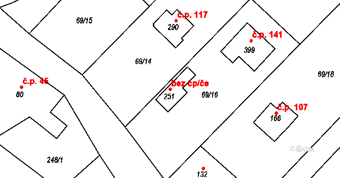 Hřiměždice 50049062 na parcele st. 251 v KÚ Hřiměždice, Katastrální mapa