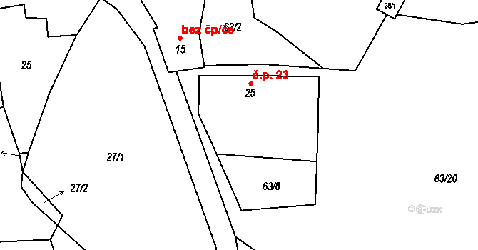 Klisín 23, Milevsko na parcele st. 25 v KÚ Klisín, Katastrální mapa