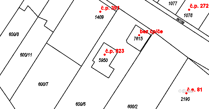 Beroun-Závodí 823, Beroun na parcele st. 5950 v KÚ Beroun, Katastrální mapa