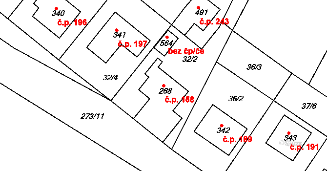 Lobkovice 158, Neratovice na parcele st. 268 v KÚ Lobkovice, Katastrální mapa
