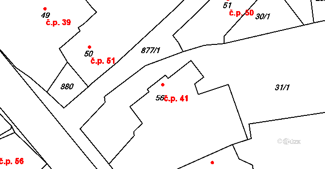 Ježovy 41 na parcele st. 56 v KÚ Ježovy, Katastrální mapa