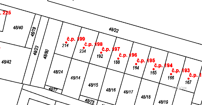 Kramolna 197 na parcele st. 192 v KÚ Kramolna, Katastrální mapa