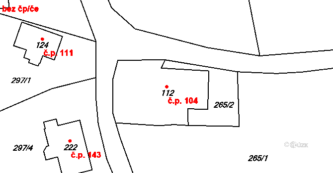 Masákova Lhota 104, Zdíkov na parcele st. 112 v KÚ Masákova Lhota, Katastrální mapa