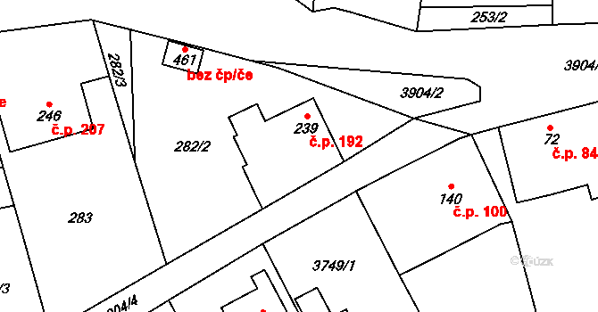 Besednice 192 na parcele st. 239 v KÚ Besednice, Katastrální mapa