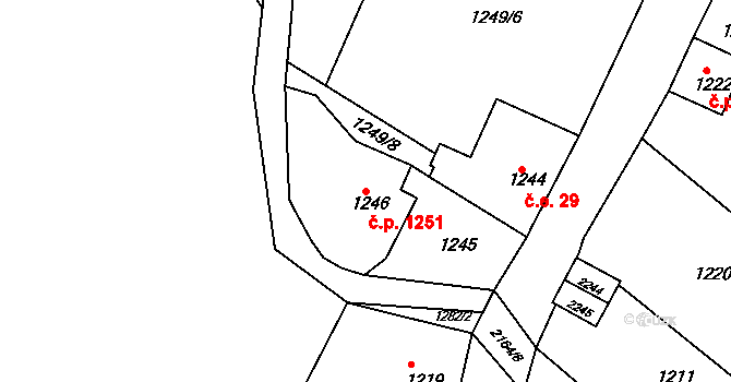 Vejprty 1251 na parcele st. 1246 v KÚ Vejprty, Katastrální mapa