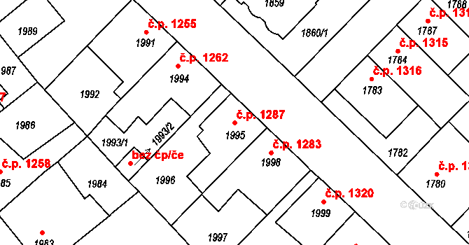 Louny 1287 na parcele st. 1995 v KÚ Louny, Katastrální mapa