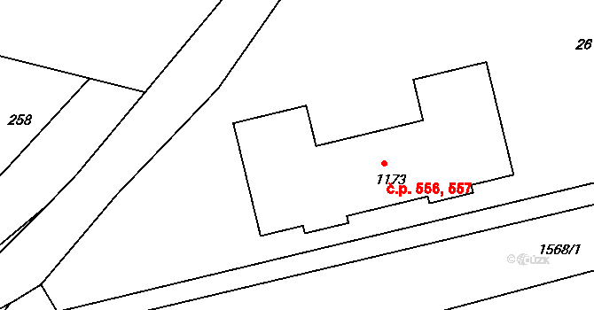 Nepomuk 556,557 na parcele st. 1173 v KÚ Nepomuk, Katastrální mapa