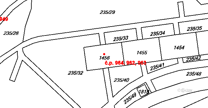Světlá nad Sázavou 962,963,964 na parcele st. 1456 v KÚ Světlá nad Sázavou, Katastrální mapa