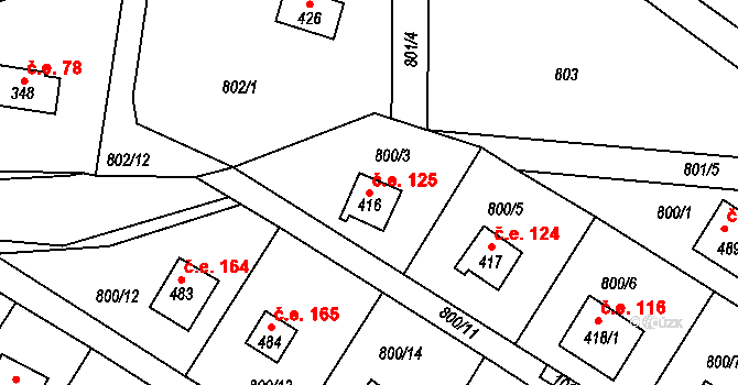 Rataje nad Sázavou 125 na parcele st. 416 v KÚ Rataje nad Sázavou, Katastrální mapa
