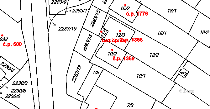 Dubňany 1359 na parcele st. 10/2 v KÚ Dubňany, Katastrální mapa