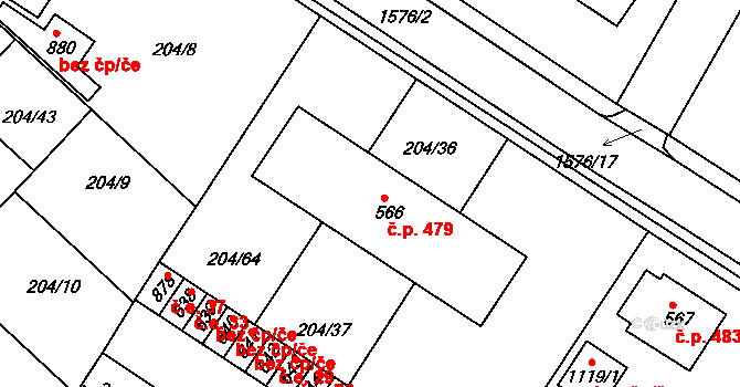 Luka nad Jihlavou 479 na parcele st. 566 v KÚ Luka nad Jihlavou, Katastrální mapa