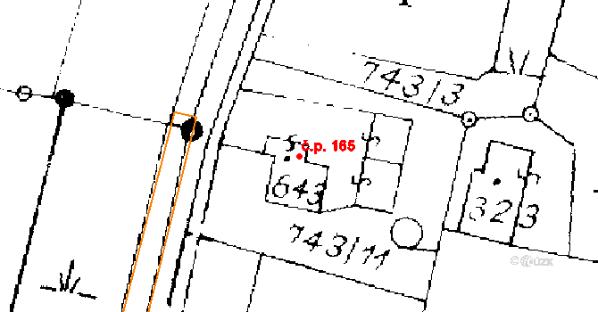 Písek 165 na parcele st. 643 v KÚ Písek u Jablunkova, Katastrální mapa
