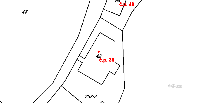 Horní Heřmanice 38, Bernartice na parcele st. 42 v KÚ Horní Heřmanice u Bernartic, Katastrální mapa