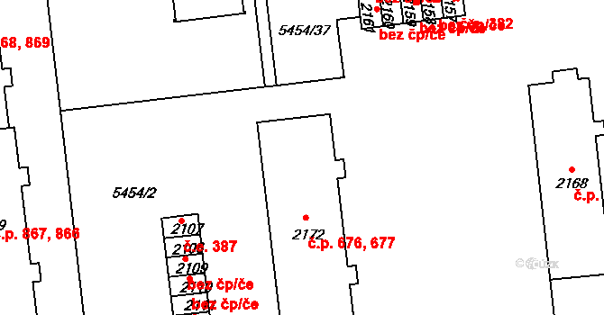 Horní Předměstí 676,677, Polička na parcele st. 2172 v KÚ Polička, Katastrální mapa