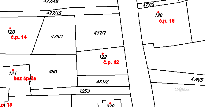 Chloumky 12, Holovousy na parcele st. 122 v KÚ Holovousy v Podkrkonoší, Katastrální mapa