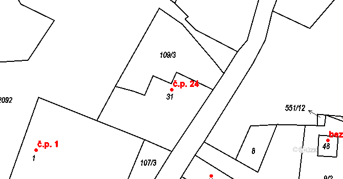 Najdek 24, Lodhéřov na parcele st. 31 v KÚ Najdek u Lodhéřova, Katastrální mapa