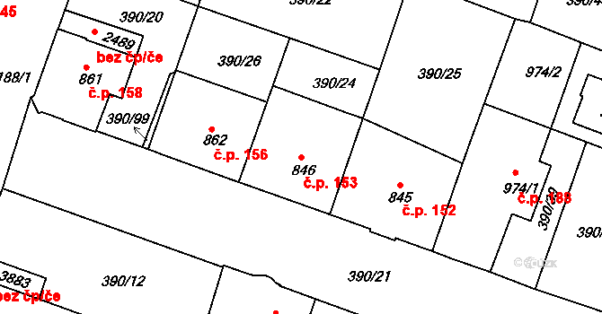 Holínské Předměstí 153, Jičín na parcele st. 846 v KÚ Jičín, Katastrální mapa