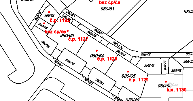 Nový Bohumín 1128, Bohumín na parcele st. 980/64 v KÚ Nový Bohumín, Katastrální mapa