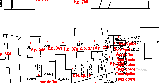 Lány 371, Svitavy na parcele st. 337 v KÚ Čtyřicet Lánů, Katastrální mapa