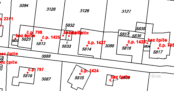 Cheb 1427 na parcele st. 5814 v KÚ Cheb, Katastrální mapa