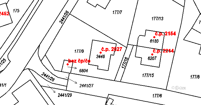 Cheb 2027 na parcele st. 3448 v KÚ Cheb, Katastrální mapa