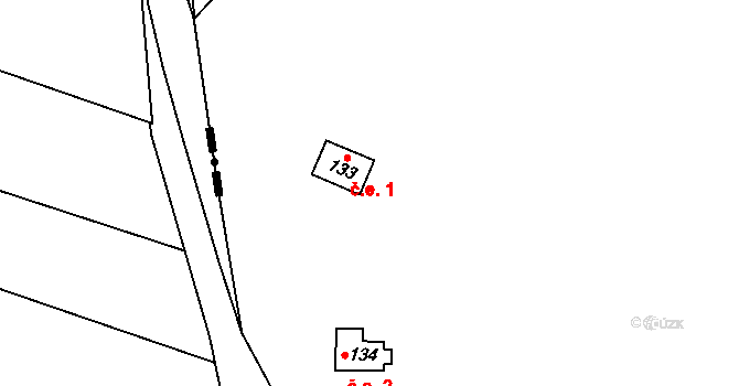 Bor 1, Suchdol nad Lužnicí na parcele st. 133 v KÚ Bor, Katastrální mapa