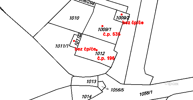 Teplické Předměstí 196, Bílina na parcele st. 1012 v KÚ Bílina, Katastrální mapa